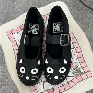 T.U.K Kids Black and White Cat Face Dress Shoes